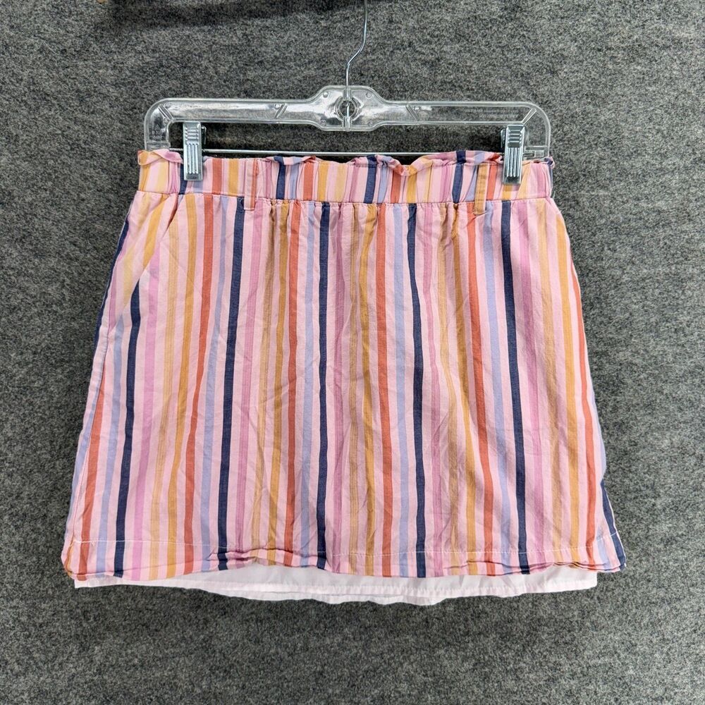 Copper Key Skirt Women M Medium Pink Striped Short A-Line Mid Rise Cotton Lined